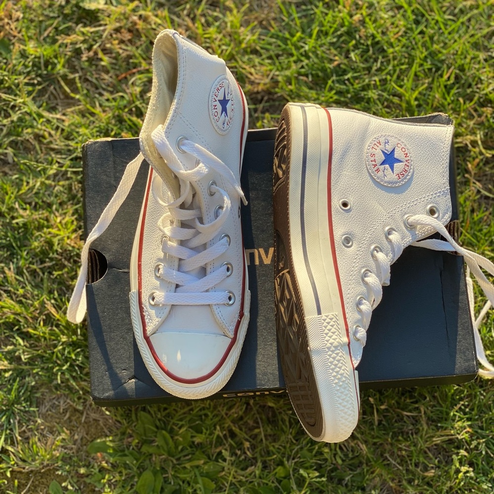White high top leather Converse